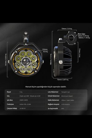 E-Mark- Tip Onaylı Beemax Angel Hardcap Pro Model Motosiklet Sis Farı