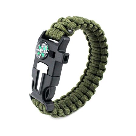 9595 Pusulalı & Magnezyum Çubuklu Paracord Bileklik Haki