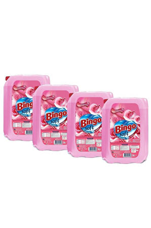 Bingo Soft Çamaşır Yumuşatıcısı Gülpembe 5 L Ekonomi Paketi 4'lü