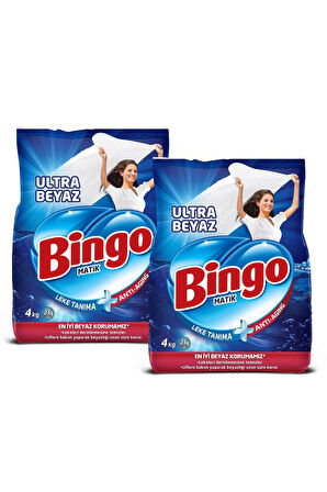 Bingo Matik Toz Çamaşır Deterjanı 4 Kg Ultra Beyaz 2'li