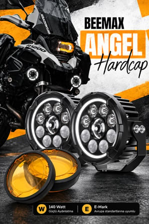 E-Mark- Tip Onaylı Beemax White Angel HardCap 140 Watt Profesyonel Motosiklet Led Sis Far Takımı BMW 1200-1250-1300GS