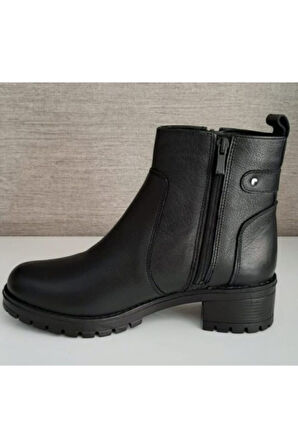 Castle Black 4663 Kadın Hakiki Deri Bot Siyah