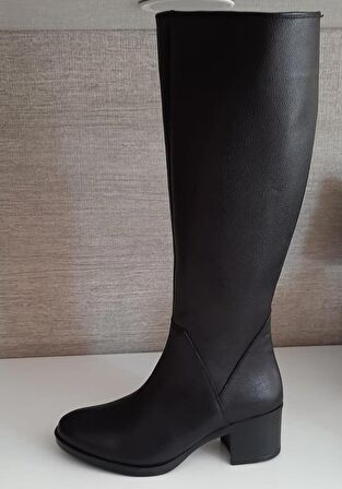 92900 Kadın Deri Uzun Çizme Sıyah