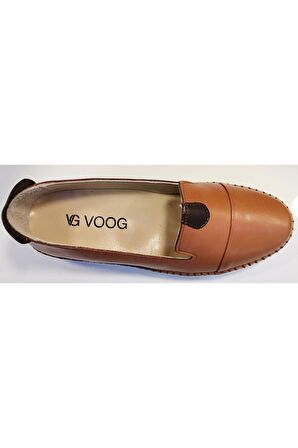 Voog P01 Kadın Deri Comfort Babet Taba