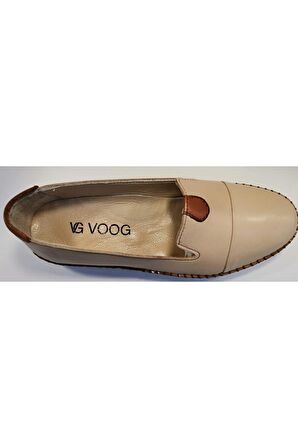 Voog P01 Kadın Deri Comfort Babet Bej