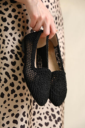 Sedef 259 Kadın Makrome Örgü Babet Siyah