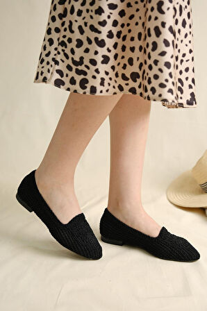 Sedef 259 Kadın Makrome Örgü Babet Siyah