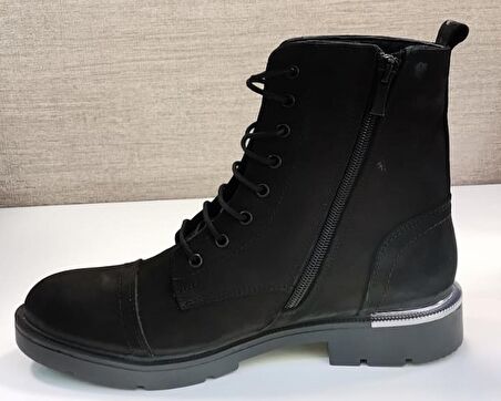 82422 Kadın Deri Bot Siyah Crazy