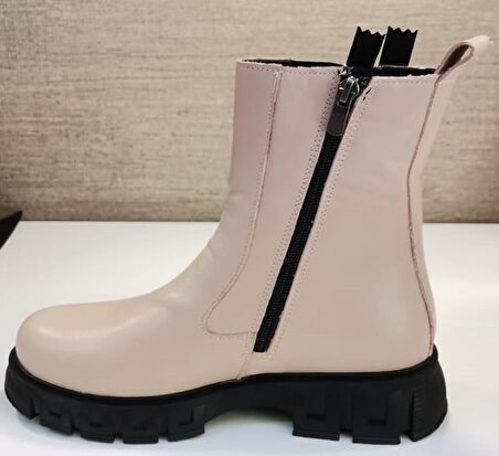 21027 Kadın Deri Bot Vizon