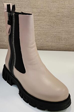 21027 Kadın Deri Bot Vizon