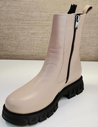 21027 Kadın Deri Bot Vizon