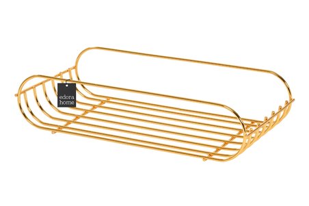 Parlak Altın Oval Sabunluk Şampuanlık Banyo Rafı Paslanmaz Metal