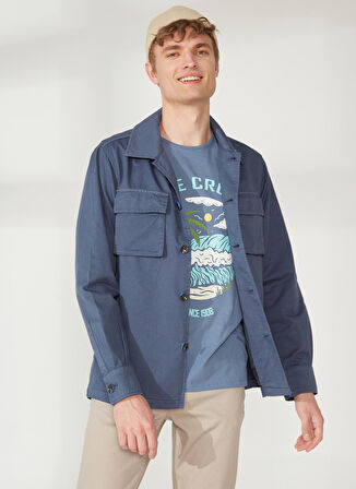 AT.P.CO Lacivert Erkek Uzun Cepli Slim Fit Yazlık Ceket A263ORLANDO661TC502B