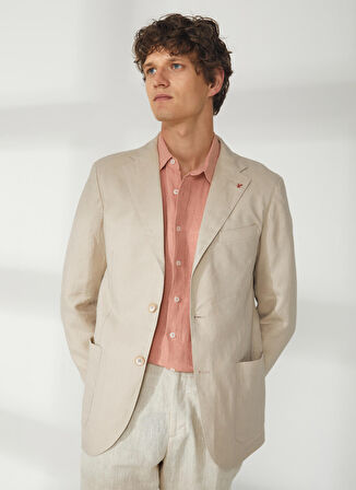 AT.P.CO Bej Erkek Uzun Cepli Slim Fit Yazlık Ceket A262ALAN60TP946-