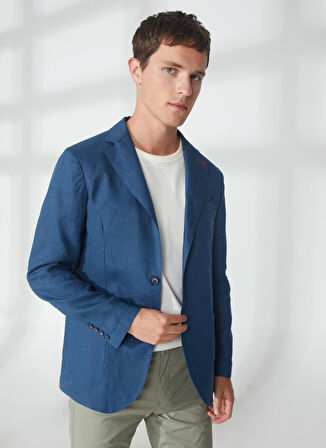 AT.P.CO Mavi Erkek Uzun Cepli Slim Fit Yazlık Ceket A262ALAN60TP946-