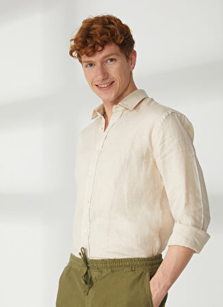 AT.P.CO Slim Fit Düğmeli Yaka Taş Erkek Gömlek A266CARLL20-