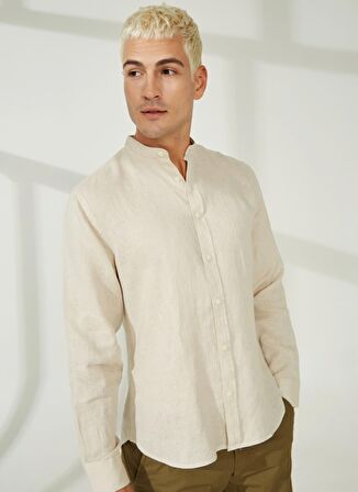 AT.P.CO Slim Fit Düğmeli Yaka Kum Erkek Gömlek A266DANIELL20-