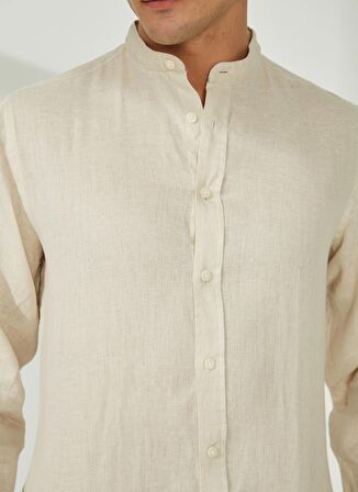 AT.P.CO Slim Fit Düğmeli Yaka Kum Erkek Gömlek A266DANIELL20-