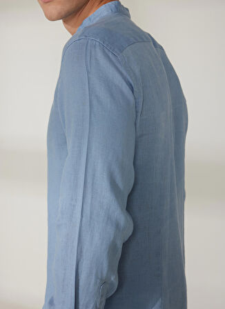 AT.P.CO Slim Fit Düğmeli Yaka Mavi Erkek Gömlek A266DANIELL20-