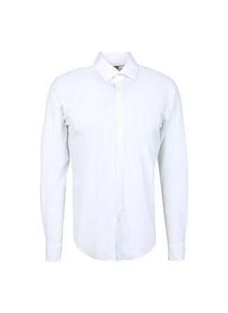 AT.P.CO Slim Fit Düğmeli Yaka Beyaz Erkek Gömlek A266CARLST98-