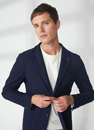 AT.P.CO Lacivert Erkek Uzun Cepli Slim Fit Yazlık Ceket A262ALAN60TF214-