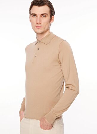 AT.P.CO Polo Yaka Slim Fit Açık Kahve Erkek Kazak A274A08EMP-