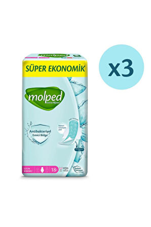 Molped Extra Hijyen Uzun Süper Ekonomik Ped 18 Li X 3 Adet