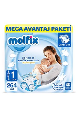 Molfix 1 Numara Yenidoğan 264'lü Bel Bantlı Bez