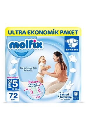 Bebek Bezi 5 Beden Junior Plus Ultra Ekonomik Paket 72 Adet