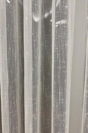 Naturel Ekru Renkli Keten Tül Perde 1/3 Sık Pileli