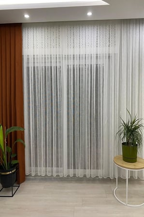 Naturel Ekru Renkli 1/2,5 Normal Pileli Keten Tül Perde