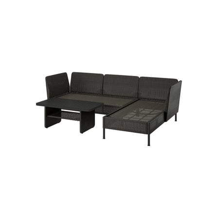 Bahçe Köşe Oturma Grubu, Koyu Gri, Mindersiz, 2+1 Kişilik