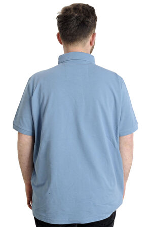 Mode XL Battal Beden Erkek Tshirt Polo Yaka Cepli Klasik Pike 20552 Mavi