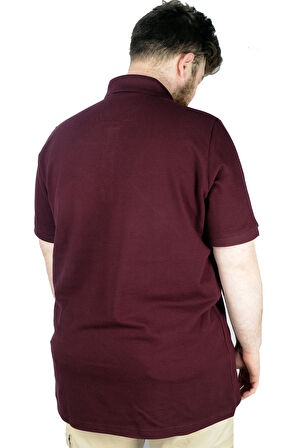 Mode XL Battal Beden Erkek Tshirt Polo Yaka Cepli Klasik Pike 20552 Mürdüm