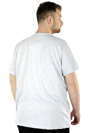 Mode XL Büyük Beden Erkek T-Shirt Basic 20031 Gri Melanj