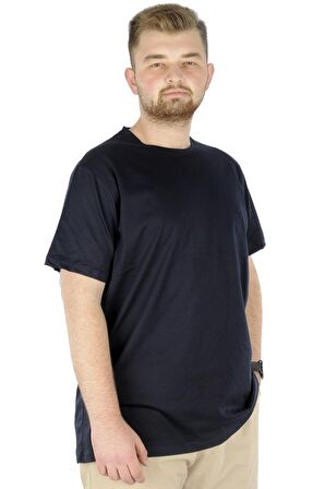 Mode XL Büyük Beden Erkek T-Shirt Basic 20031 Lacivert