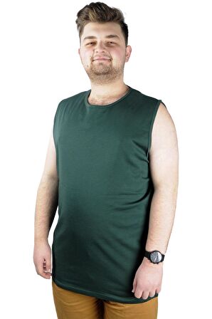 Mode XL Battal Beden Erkek Kolsuz Tshirt Düz 20003 Nefti