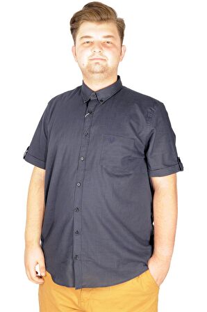 Mode XL Büyük Beden Keten Likralı Gömlek Cepli 20389