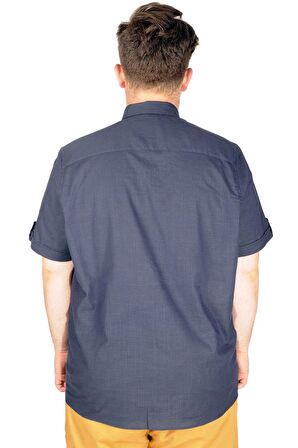 Mode XL Büyük Beden Keten Likralı Gömlek Cepli 20389