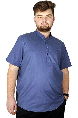 Mode XL Buyuk Beden Erkek Kısa Kol Hakim Yaka 20387 İndigo