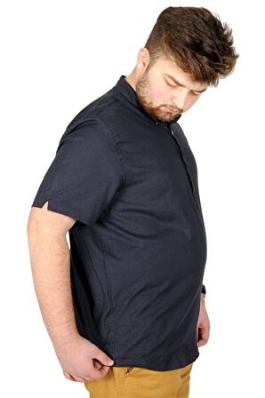 Mode XL Buyuk Beden Erkek Kısa Kol Hakim Yaka 20387 Lacivert