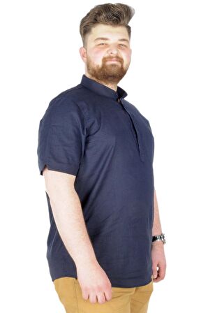 Mode XL Buyuk Beden Erkek Kısa Kol Hakim Yaka 20387 Lacivert