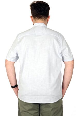 Mode XL Buyuk Beden Erkek Kısa Kol Hakim Yaka 20387 Mavi