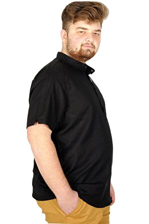 Mode XL Buyuk Beden Erkek Kısa Kol Hakim Yaka 20387 Siyah