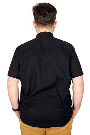 Mode XL Buyuk Beden Erkek Kısa Kol Hakim Yaka 20387 Siyah