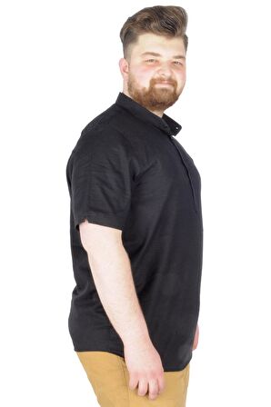 Mode XL Buyuk Beden Erkek Kısa Kol Hakim Yaka 20387 Siyah