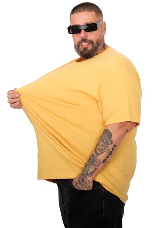 Mode XL Büyük Beden Unisex Bisiklet Basic Tshirt 20031 hardal