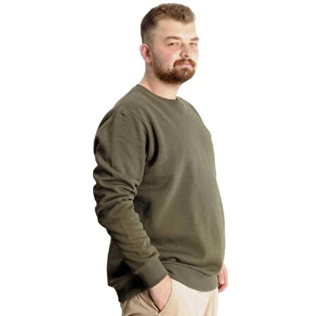  Mode Xl Büyük Beden Erkek Sweat Bis Yaka 20131 Haki