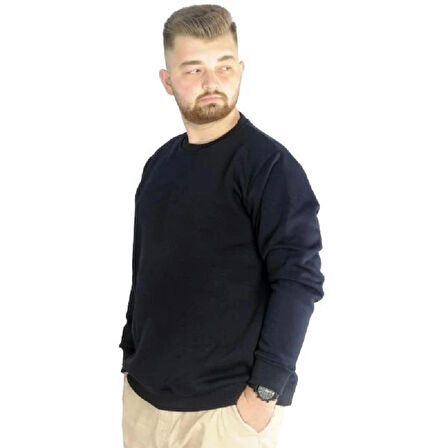  Mode Xl Erkek Sweatshirt Bisiklet Yaka Basic 20131 Lacivert