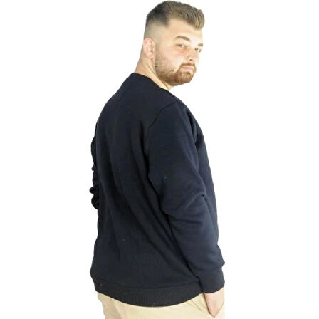  Mode Xl Erkek Sweatshirt Bisiklet Yaka Basic 20131 Lacivert
